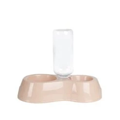 AACARB Cat Water Dispenser, With Drinking Bottle Plastic Pet Double Bowl With Water Storage A Dual-use Bowl For Eating And Drinking Dog Bowl Cat Pet Bowl (Color : Pink)