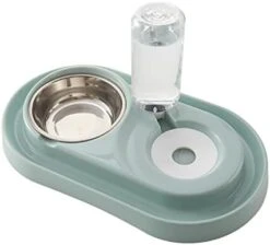 AYENCI Cat Automatic Water, 500ml 2 In 1 Pet Cats Dog Feeder Plastic Pet Dog Food Water Feeder Bowl Food Dispenser Automatic Water Bottle Feeder Pet Product (Color : Gray) -Pet Care Center 311RFelQzmL. AC