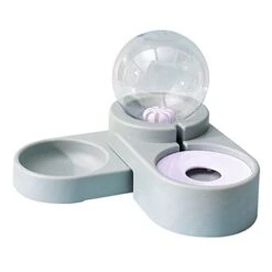 AACARB Cat Water Dispenser, 2 In 1 Dual-use Pet Dog Cat Automatic Water Dispenser With Stainless Steel Food Bowl For Dog Cat Water Bottle Container (Color : Blue No Steel Bowl)