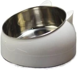 AYENCI Cat Automatic Water, Cat Dog Bowl Inclined Stainless Steel Cat Food Container Non Slip Base Pet Water Feeder Safeguard Neck Puppy Cats Bowls Supplies (Size : Branco) -Pet Care Center 319WPNS4aXL. AC