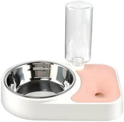 AACARB Cat Water Dispenser, Pet Cat Bowl Automatic Dog Drinking Water Bottle Double Bowls Stainless Steel Dog Feeder Bottle Drinking Kitten Cat Bowl (Size : Pink) -Pet Care Center 31CYYGKAp L. AC