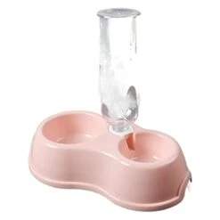 AACARB Cat Water Dispenser, 500ml Water Bottle With Food Bowls Automatic Drink Dogs Cats Supplies Kitten Puppy Feeders Storage Dispenser Pet Food Cup (Size : Rosa)