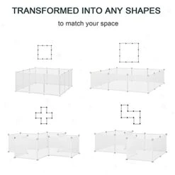 PawHut Pet Playpen DIY Small Animal Cage Open Enclosure Portable Plastic Fence 12 Panels For Kitten Bunny Chinchilla Guinea Pig White -Pet Care Center 31LgAfqXc8S