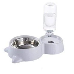 AACARB Cat Water Dispenser, Dog Bowl Detachable Pet Automatic Drinking Water Bottle Double Cat Bowl Not Wet Mouth For Dog Cat Feeding Dishes Pets Supplies (Color : Red)