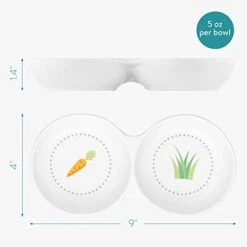 Navaris Double Food Bowl For Small Animals - Ceramic Food Bowls For Rabbits, Guinea Pigs, Small Pets - Rabbit Water Dish - Carrot And Grass Design -Pet Care Center 31TbVuyUfWL