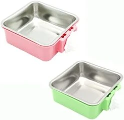 Fuwok 2-IN-1 Removable Dog Bowl For Crates Puppy Food Feeder Water Dish With Bolt Holder Stainless Steel Pet Hanging Bowl Food Water Bowl 2Pcs/Set (Small - Round, Green) -Pet Care Center 31Ynkc6RXFL. AC