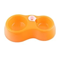 AACARB Cat Water Dispenser, Pet Round Plastic Water Bowl Power Supply Double Bowl Dog Bowl Cat Food Bowl Dog Water Bottle Usable Bowl (Size : Orange)