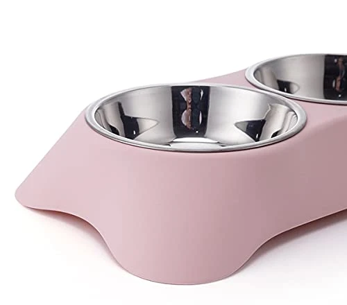 Double Dog Bowl,Non Slip Stainless Steel Double Bowl With Non-Spill For Small Dogs And Cats (S, Pink) 6 Double Dog Bowl,Non Slip Stainless Steel Double Bowl With Non-Spill For Small Dogs And Cats (S, Pink) - Image 4