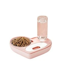 AYENCI Cat Automatic Water, 2 In 1 Pet Water Bowl, Stainless Steel Detachable Bowl For Pet, Dog And Small Cat (Size : Pink Bowl)