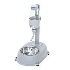 AACARB Cat Water Dispenser, Anti-tip Dog Bowl With Plastic Drinking Water Bottle Dispenser Automatic Feeder Hanging Kettle Cat Pet Food Container Supplies (Size : Gray)