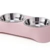 Double Dog Bowl,Non Slip Stainless Steel Double Bowl With Non-Spill For Small Dogs And Cats (S, Pink) -Pet Care Center 31j21dov3iL