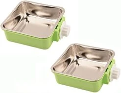 Fuwok 2-IN-1 Removable Dog Bowl For Crates Puppy Food Feeder Water Dish With Bolt Holder Stainless Steel Pet Hanging Bowl Food Water Bowl 2Pcs/Set (Small - Round, Green) -Pet Care Center 31k8ecr3kcL. AC