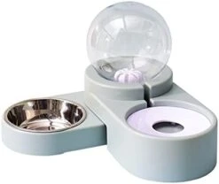 AACARB Cat Water Dispenser, 2 In 1 Dual-use Pet Dog Cat Automatic Water Dispenser With Stainless Steel Food Bowl For Dog Cat Water Bottle Container (Color : Blue No Steel Bowl) -Pet Care Center 31mUesU1ayL. AC