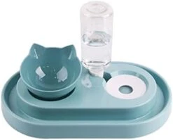 AYENCI Cat Automatic Water, Dog Double Cat Bowls, Pet Food Bowl Water Set With Automatic Water Dispenser Detachable Bottle For Dogs Small Cats Kitten Puppy (Color : Blue) -Pet Care Center 31tkOx68EML. AC