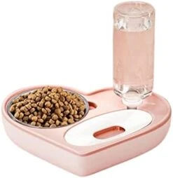 AYENCI Cat Automatic Water, 2 In 1 Pet Dog Cat Water Food Bowl Set Automatic Water Dispenser Bottle Detachable Stainless Steel Small Puppy Dog Food Bowl (Color : Pink Bowl) -Pet Care Center 31v5N3MfP4L. AC