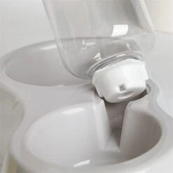 AACARB Cat Water Dispenser, With Drinking Bottle Plastic Pet Double Bowl With Water Storage A Dual-use Bowl For Eating And Drinking Dog Bowl Cat Pet Bowl (Color : Pink) -Pet Care Center 31vJ09mmjqL