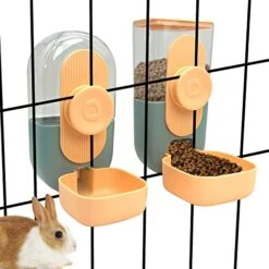 Kathson Hanging Automatic Food Water Dispenser Small Cat Feeder And Water Dispenser Gravity Auto Feeder And Waterer Set For Rabbit Chinchilla Guinea Pig Hedgehog Ferret Kitty Puppy