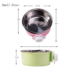 Fuwok 2-IN-1 Removable Dog Bowl For Crates Puppy Food Feeder Water Dish With Bolt Holder Stainless Steel Pet Hanging Bowl Food Water Bowl 2Pcs/Set (Small - Round, Green)