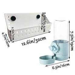 Hamiledyi Rabbit Hay Feeder & Water Fountain Set, Guinea Pigs Hay Food Feeder Bowls Manger Rack 17oz Hanging Gravity Automatic Drinking Feeder For Ferrets Chinchillas (Blue) -Pet Care Center 417gKe0210S