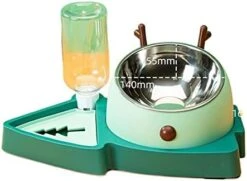 AYENCI Cat Automatic Water, 320ml Dog Water Feeder Bowl Cute Elk Automatic Drinking Water Bottle Stainless Steel Double Bowl For Cats Dogs Pet Accessories (Color : Green) -Pet Care Center 41ALgzPtLBL. AC