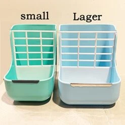 HERCOCCI Rabbit Hay Food Bin Feeder And Bunny Water Bottle Set, Hay Food Feeder Bowls Manger Rack With 500ml Hanging Water Dispenser Prevent Knock Over For Rabbit Guinea Pig Chinchilla (Medium, Blue) -Pet Care Center 41B0O1YslPL
