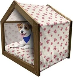 Ambesonne Fruit Wooden Pet House, Pattern With Hand-Drawn Orange Fruits Organic Nutritious Food, Indoor & Outdoor Portable Dog Kennel With Pillow And Cover, Medium, Dark Orange Green -Pet Care Center 41DubL9bwkL. AC