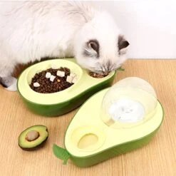 AYENCI Cat Automatic Water, Pet Dog Cat Feeder Avocado Shape Automatic Drinking Water Bottle Kitten Slow Food Bowl Small Pet Feeder Container (Size : Green Water)