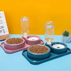 AYENCI Cat Automatic Water, Dog Cat Food Bowl Automatic Feeder With Water Dispenser Dog Drinking Bottle Pet Food Container Detachable Stainless Steel Bowl (Color : QG) -Pet Care Center 41Iy3G258DL