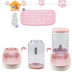 XingCheng-Sport Automatic Pet Feeder Small&Medium Pets Automatic Food Feeder And Waterer Set 3.8L, Travel Supply Feeder And Water Dispenser For Dogs Cats Pets Animals (Pink) -Pet Care Center 41JcHyS52hL