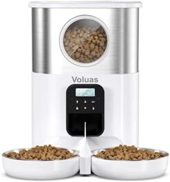 VOLUAS Automatic Cat Feeders For Two Cats - Pet Feeder For Cats And Dogs Timed Cat Feeder Pet Dry Food Dispenser, White -Pet Care Center 41MhyIvJkrL. AC
