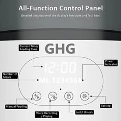GHG Automatic Cat Feeder, 4L Auto Pet Food Dispenser With Stainless Steel Bowl, Desiccant Bag, Programmable Portion Timed Control 1-6 Meals Per Day, 10s Voice Recorder For Small Medium Cats And Dogs -Pet Care Center 41Of4CGPBBL