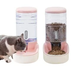 XingCheng-Sport Automatic Pet Feeder Small&Medium Pets Automatic Food Feeder And Waterer Set 3.8L, Travel Supply Feeder And Water Dispenser For Dogs Cats Pets Animals (Pink) -Pet Care Center 41Oq215P7cL