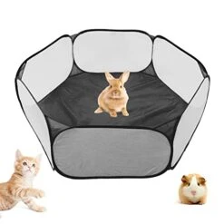 Small Animal Playpen, Breathable Foldable Small Pet Cage Tent For Outdoor Indoor Guinea Pig Rabbits Hamster Chinchillas Hedgehogs Black -Pet Care Center 41PTprrFsQL