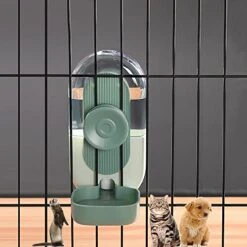 Cdycam Hanging Cage Automatic Pet Food Water Dispenser 35oz, Gravity Refill Food And Siphon Suction Water Set For Medium Small Animals Puppy Cat Rabbit Chinchilla And Ferret (Water Dispenser)