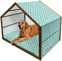 Ambesonne Abstract Wooden Pet House, Overlapping Citrus Grape Lemon Fruit Slices Vitamin Organic Food, Indoor & Outdoor Portable Dog Kennel With Pillow And Cover, Small, Vermilion Orange -Pet Care Center 41QVVpY0LOL. AC 1