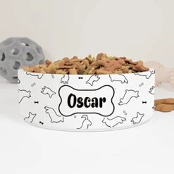 GENERIC Dog Pattern Personalized Pet Bowl Cat Bowls, Cute Dog Bowl With Name, Custom Ceramic Dog Cat Pet Bowls Available In Two Sizes