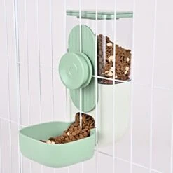 RUBYHOME Pets Food Hanging Bowl For Crates & Cages Hanging Pet Cage Feeder For Small Animals Cats Puppies Ferrets Rabbit Automatic Feeder (Green)