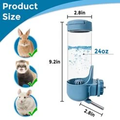 Vannon Filtered Water Bottles For Crate Clear Small Animal Water Bottles With Filter Leak-Proof Water Dispenser For Rabbit, Chinchilla, Ferret, Guinea Pigs, Hedgehog, 24oz, BPA Free, Top Fill, Blue -Pet Care Center 41Ua4m4ifwL