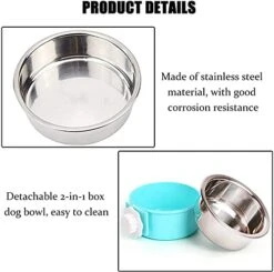 Kathson Rabbit Water Bottle Bunny Food Bowl Hanging Fountain Automatic Dispenser Pet No Leak WaterFeeder Small Animals Drinking Feeder Stainless Steel Dish For Ferret Dog Cats 2PCS -Pet Care Center 41YqAnKCqJL