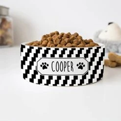 GENERIC Black & White Pattern Pet Bowl, Dog Name Bowl, Cat Name Bowl, Gift For Pets, Ceramic Bowl Available In Two Sizes