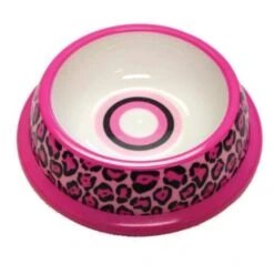 NewAgePet Paw Proof BPA-Free Plastic Pink Leopard Design Pet Dish, 6-Inch