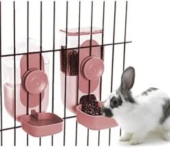 Gravity Rabbit Feeder And Water Dispenser Set, Hanging Automatic Cat Food And Water Dispenser Food Bowl For Bunny Guinea Pig Ferret (Pink) -Pet Care Center 41bH NuEtOL. AC
