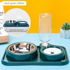 AYENCI Cat Automatic Water, Dog Cat Food Bowl Automatic Feeder With Water Dispenser Dog Drinking Bottle Pet Food Container Detachable Stainless Steel Bowl (Color : QG) -Pet Care Center 41bjLtM0GCL