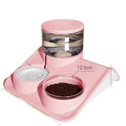 AACARB Cat Water Dispenser, 1.8L Dog Double Bowls Food Water 2 In 1 Pet Multifunction Feeders Large Capacity Transparent Cat Drinking Fountain (Color : Pink)