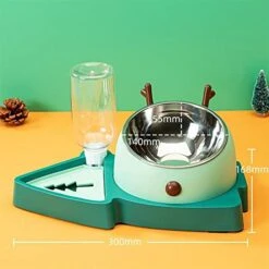 AYENCI Cat Automatic Water, 320ml Dog Water Feeder Bowl Cute Elk Automatic Drinking Water Bottle Stainless Steel Double Bowl For Cats Dogs Pet Accessories (Color : Green) -Pet Care Center 41gTdnIM6lL