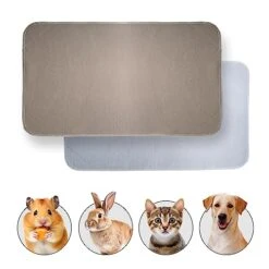 JT Pet Guinea Pig Cage Liner - Pack Of 2 Washable Pee Pads For Dogs, Smooth Fleece Guinea Pig Bedding For Cage & Crates, Reusable & Waterproof Puppy Pee Pads - 36x24 Inches, Brown Grey