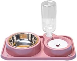 AYENCI Cat Automatic Water, Dog Cat Food Bowl Automatic Feeder With Water Dispenser Dog Drinking Bottle Pet Food Container Detachable Stainless Steel Bowl (Color : QG) -Pet Care Center 41lgyOJ 2nL. AC