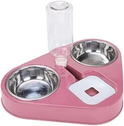 AYENCI Cat Automatic Water, Stainless Steel Dog Cat Feeder Food Bowl With 500ML Dog Water Bottle Automatic Drinking Feeder Cat Food Bowl Pet 3 Bowl (Color : Blue) -Pet Care Center 41mVJyiLHL. AC