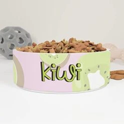 GENERIC Kiwi Pattern Personalized Pet Bowl Cat Bowls, Cute Dog Bowl With Name, Custom Ceramic Dog Cat Pet Bowls Available In Two Sizes
