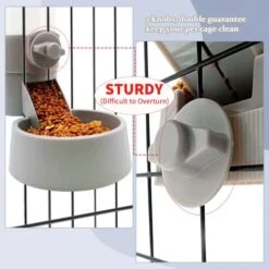 Tfwadmx Rabbit Hanging Auto Food Water Dispenser Pet Cage Suspended Food Water Bowl Chinchilla Gravity Detachable Feeder Waterer Set For Puppy Kitten Bunny Ferrets Guinea Pig (Gray) -Pet Care Center 41ofYkAnjCL